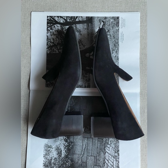 Aquatalia Jill Water Resistant Suede Square Toe Loafer Pumps In Black Size 10 - Picture 8 of 16